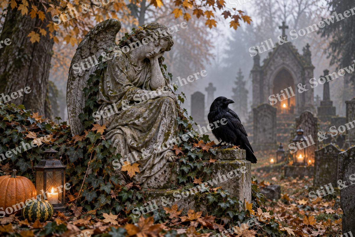 37 Raven By The Marble Angel, original artwork preview
