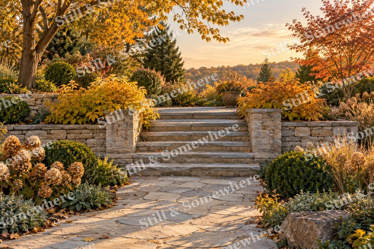 The Garden Stair in Evening Light, original artwork preview