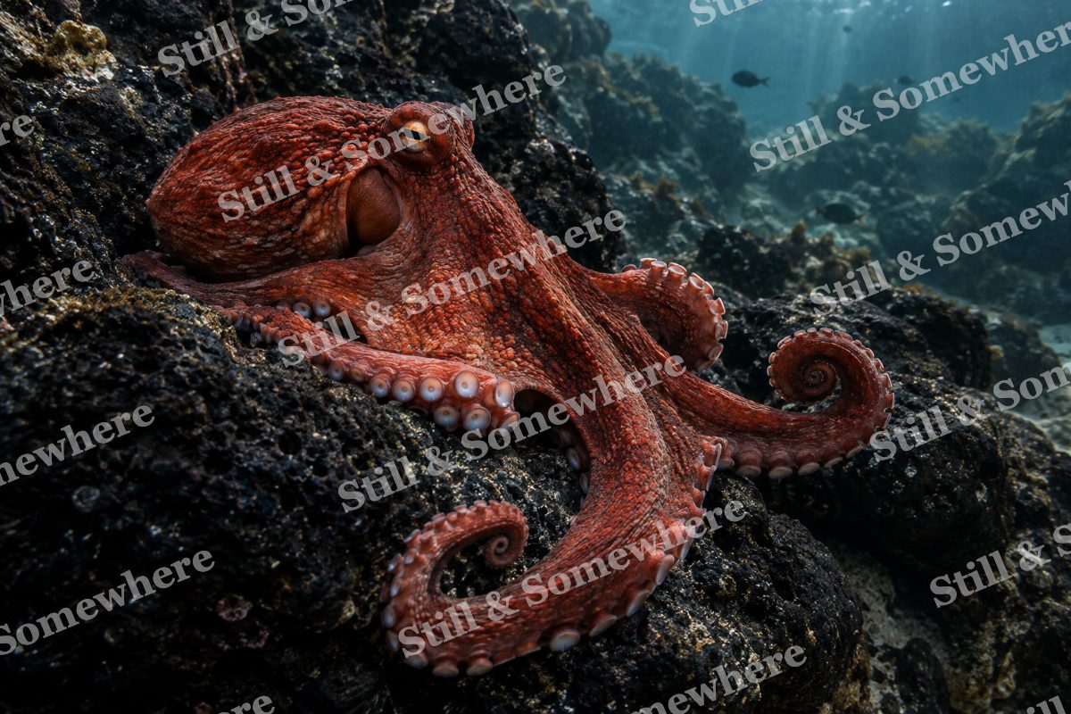 Red Octopus Volcanic Rock, original artwork preview