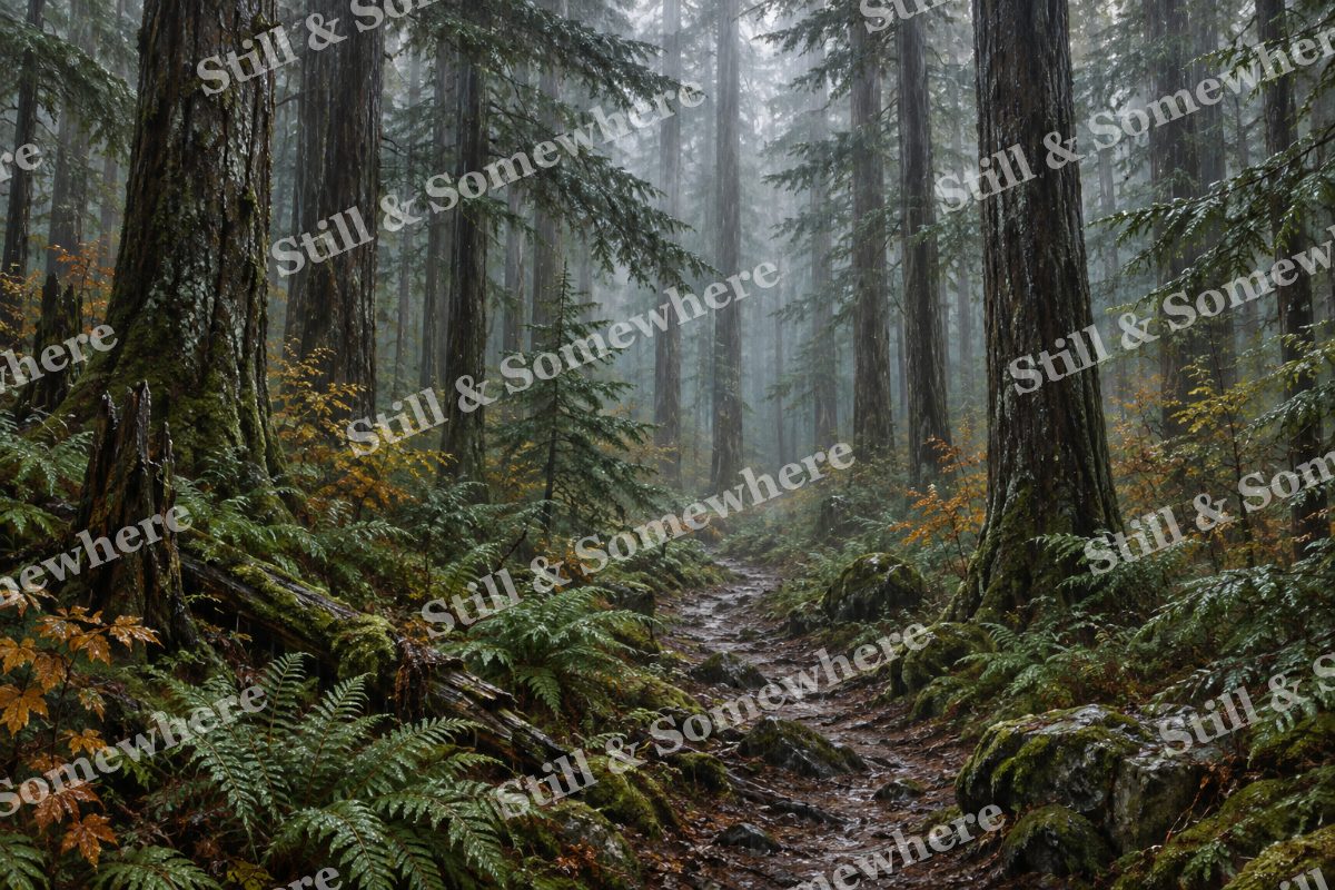Rain through the Hemlock Forest, original artwork preview
