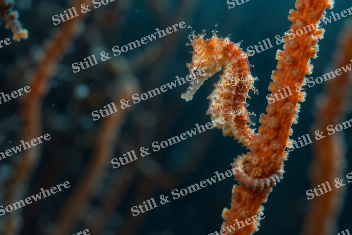 Seahorse Orange Sea Whip, original artwork preview
