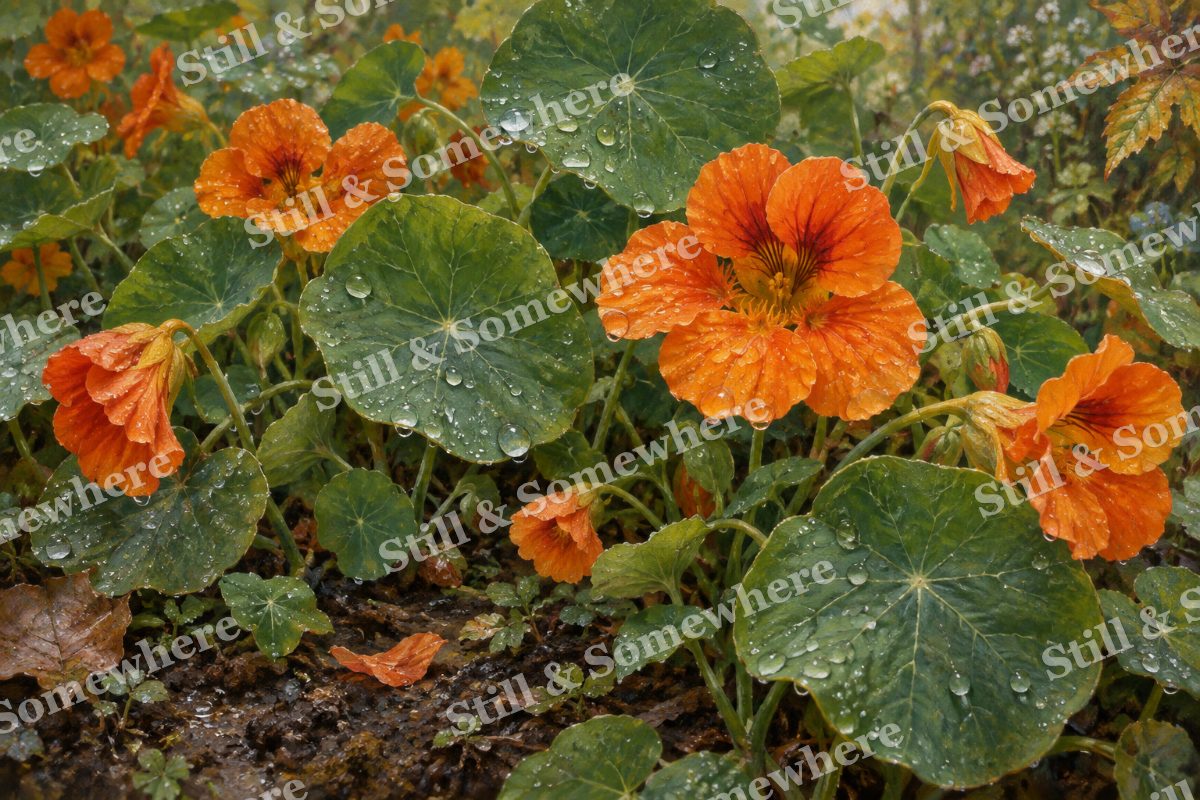 Nasturtiums after Summer Rain, original artwork preview