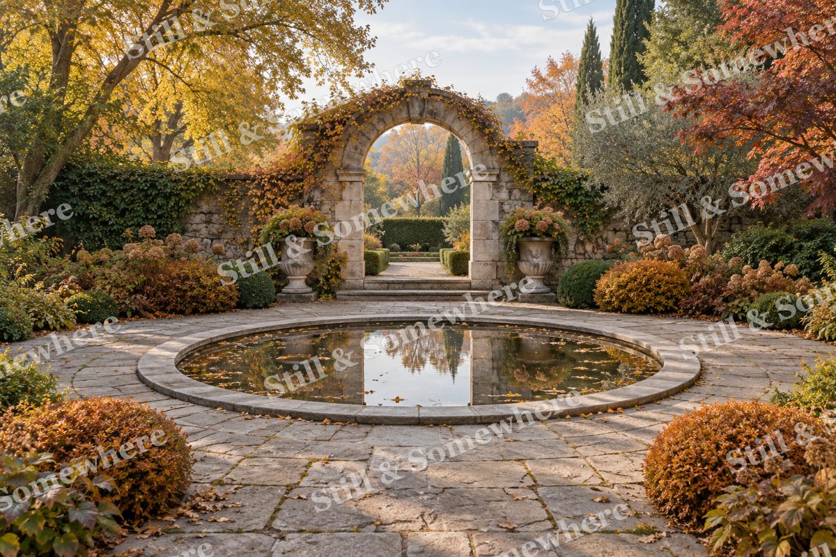 The Autumn Reflection Courtyard, original artwork preview