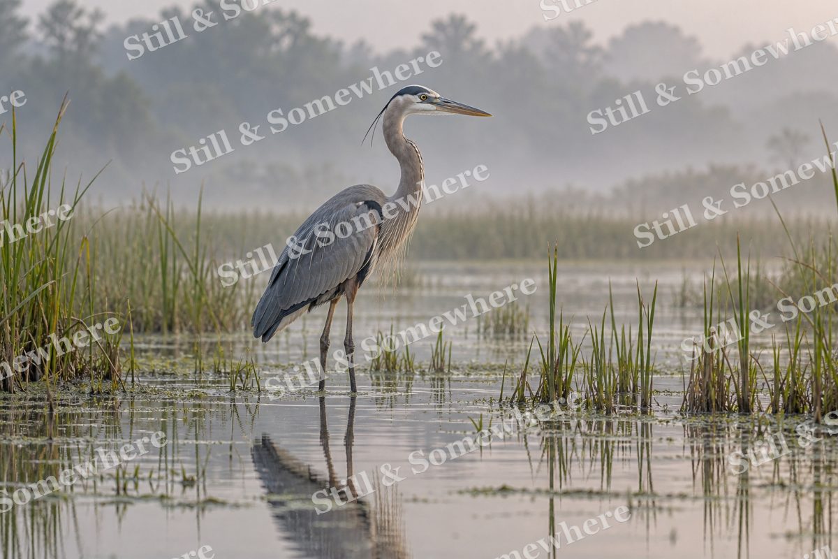 Great Blue Heron Marsh, original artwork preview
