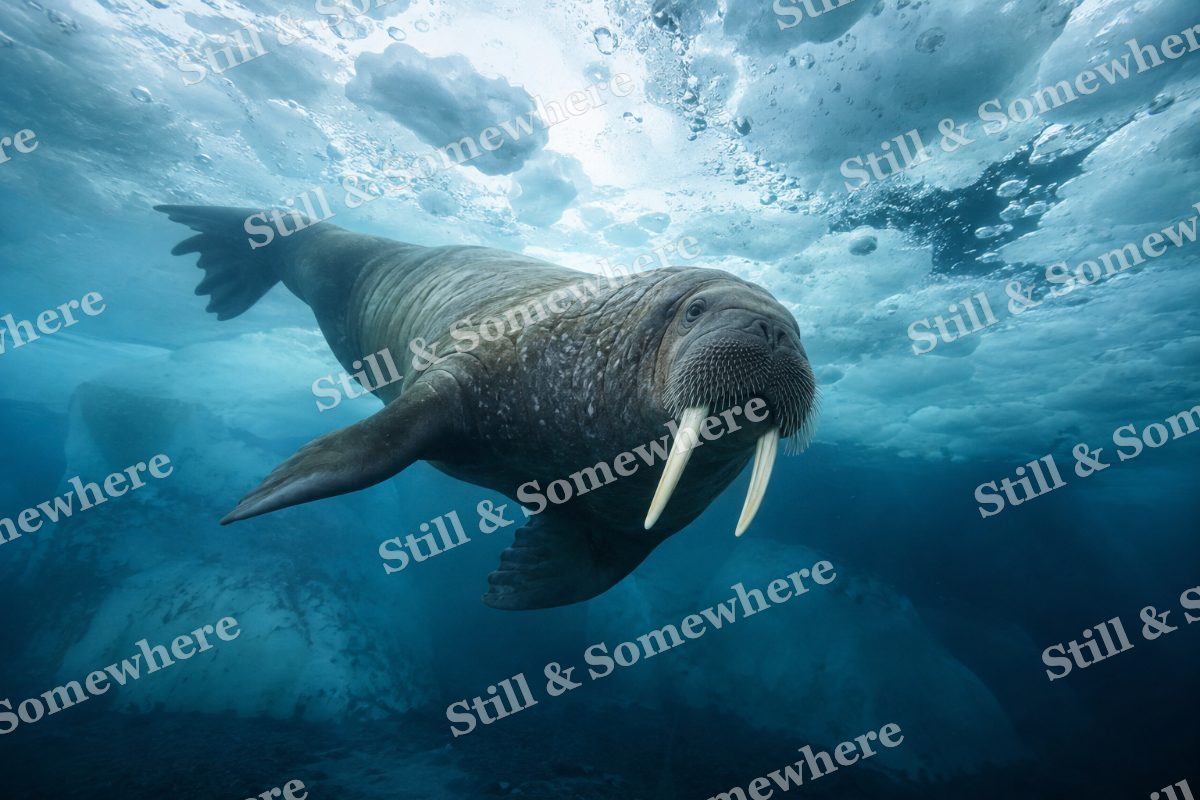 Walrus Beneath Pale Ice, original artwork preview