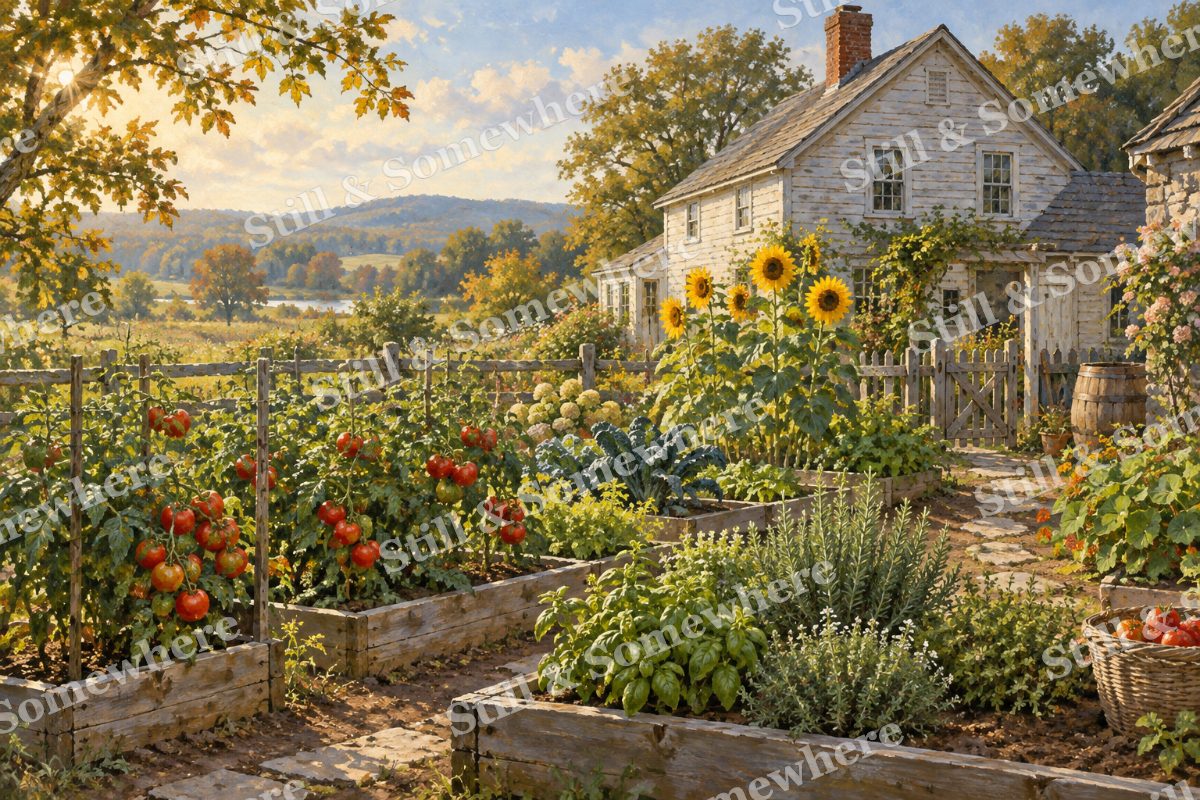 Kitchen Garden behind the Farmhouse, original artwork preview