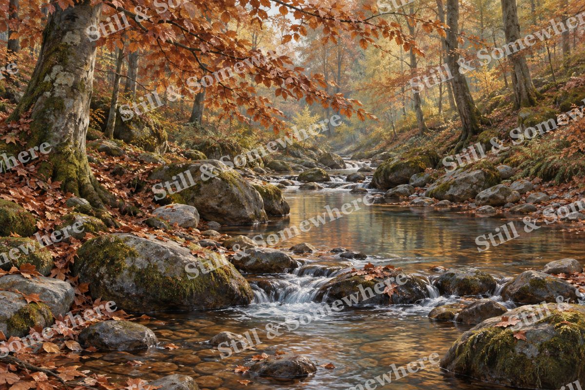 Copper Leaves along the Creek, original artwork preview