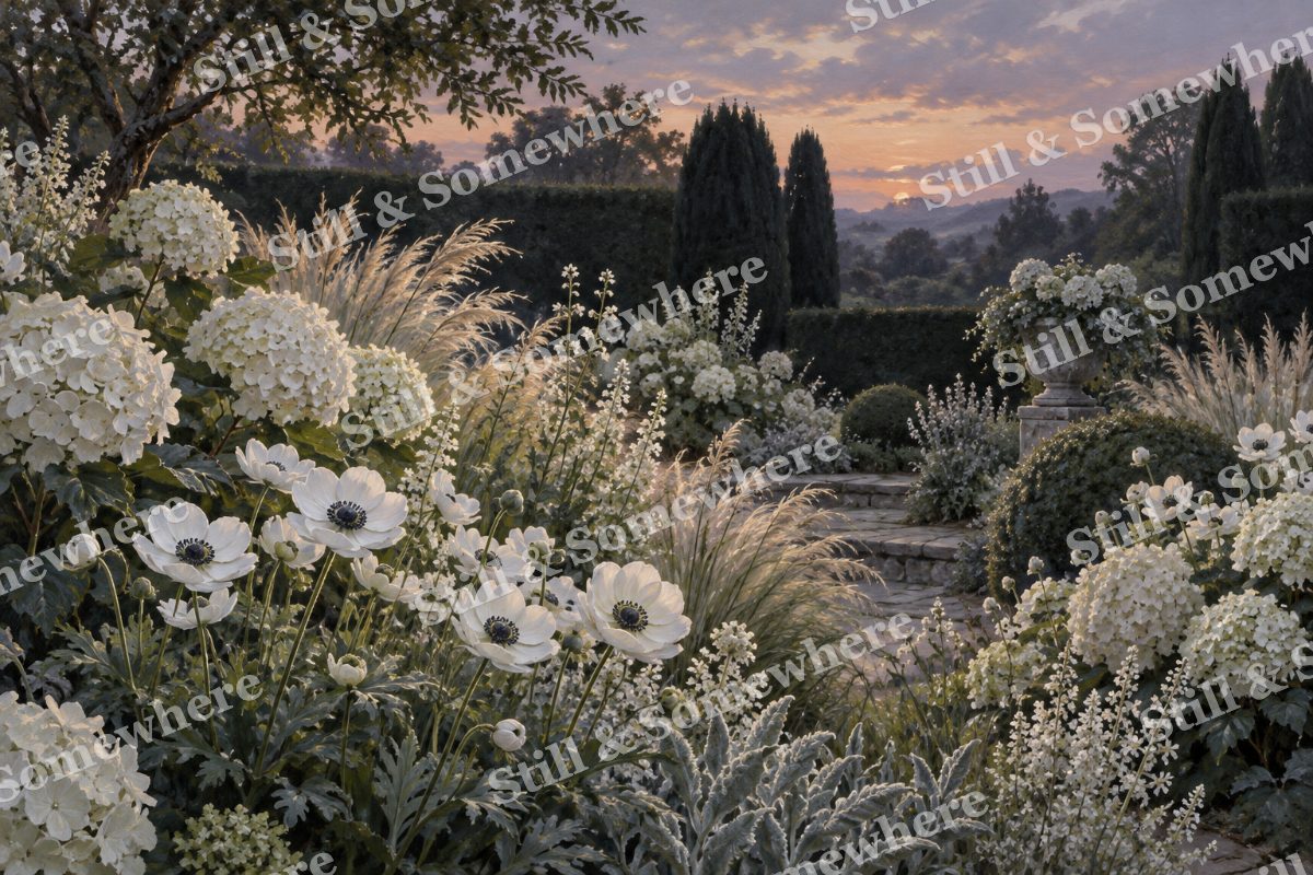 White Garden before Dusk, original artwork preview