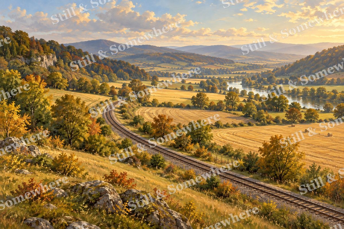 Railway through the Farming Valley, original artwork preview