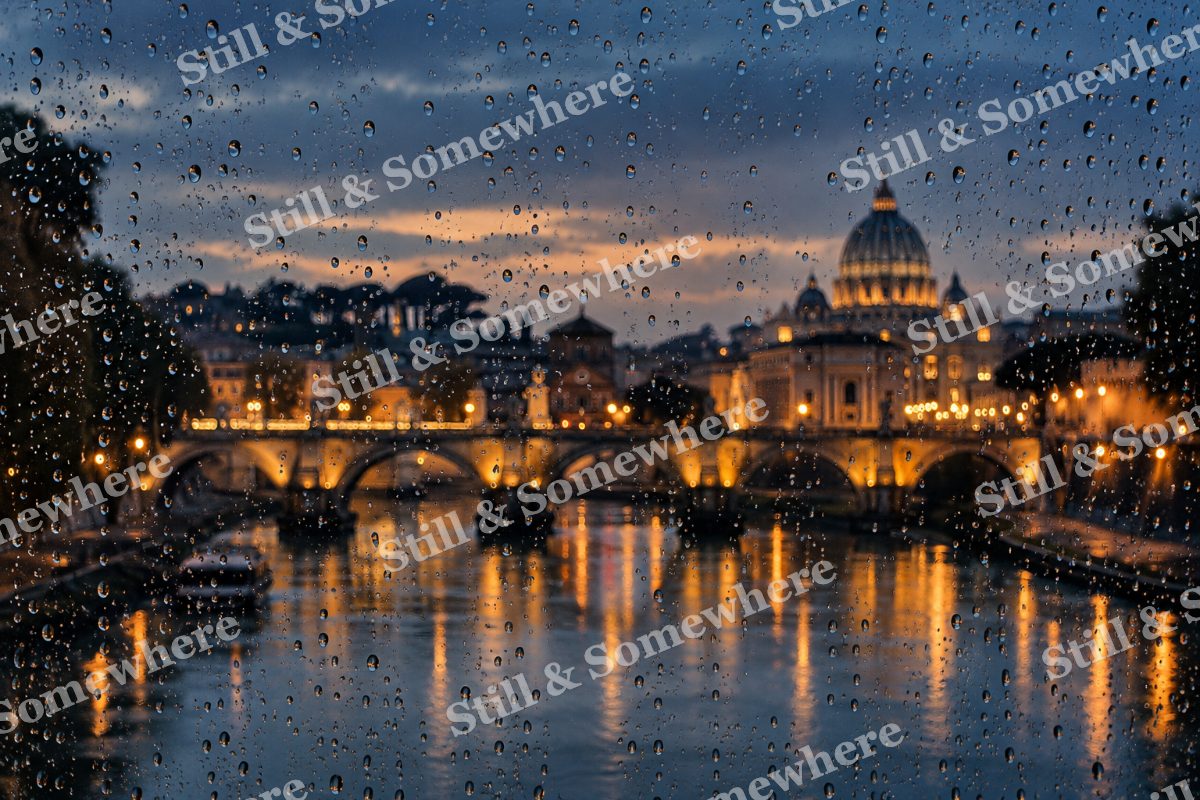 Lights City Rain Through Glass, original artwork preview