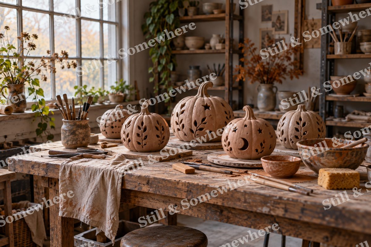 Halloween Potters Bench, original artwork preview