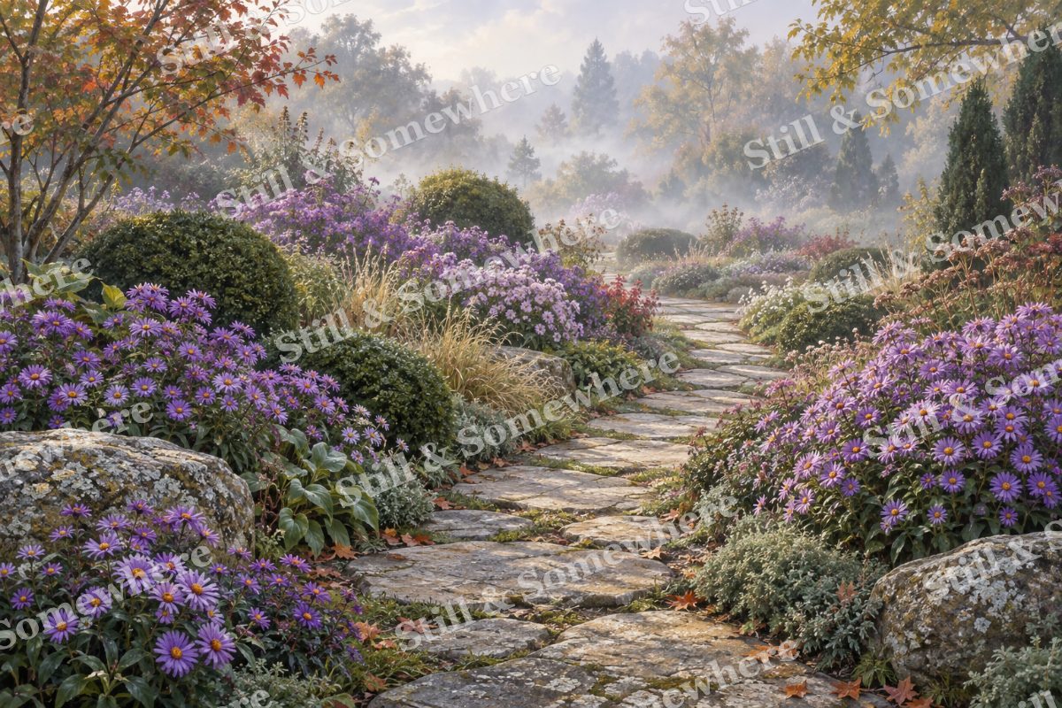 Stone Path through the Aster Garden, original artwork preview