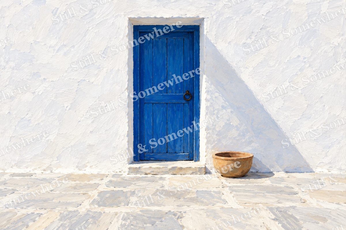 Blue Door at Noon, original artwork preview