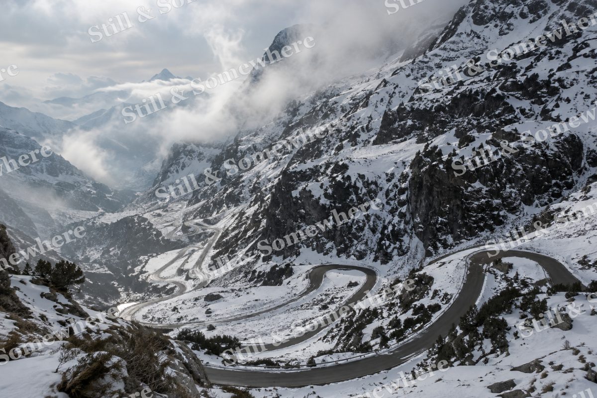 Snowy Mountain Pass Switchbacks, original artwork preview