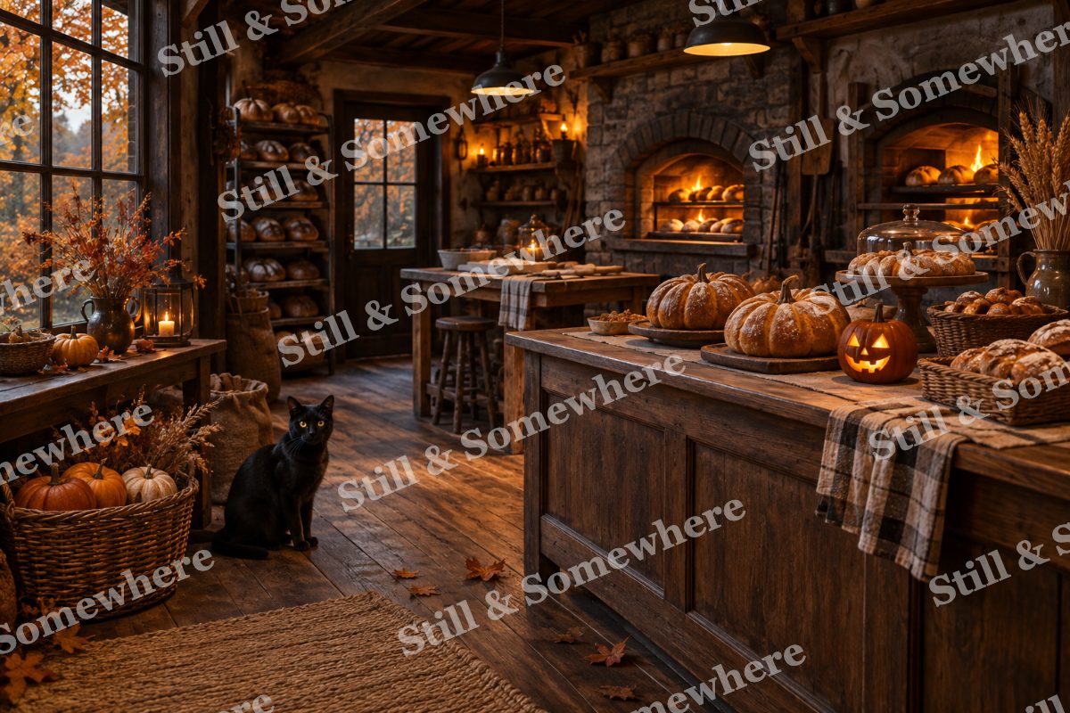 Black Cat at the Bakery, original artwork preview