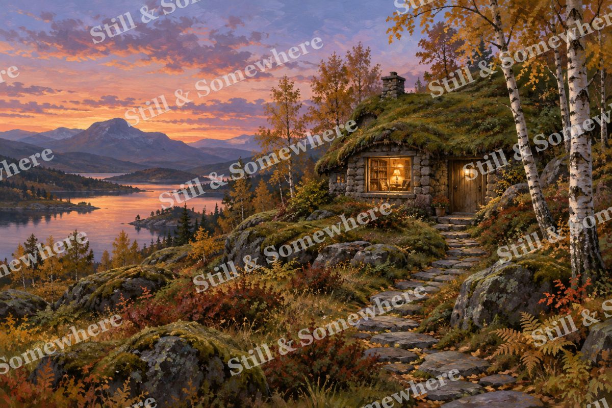 The Moss Roof Reading Nook, original artwork preview