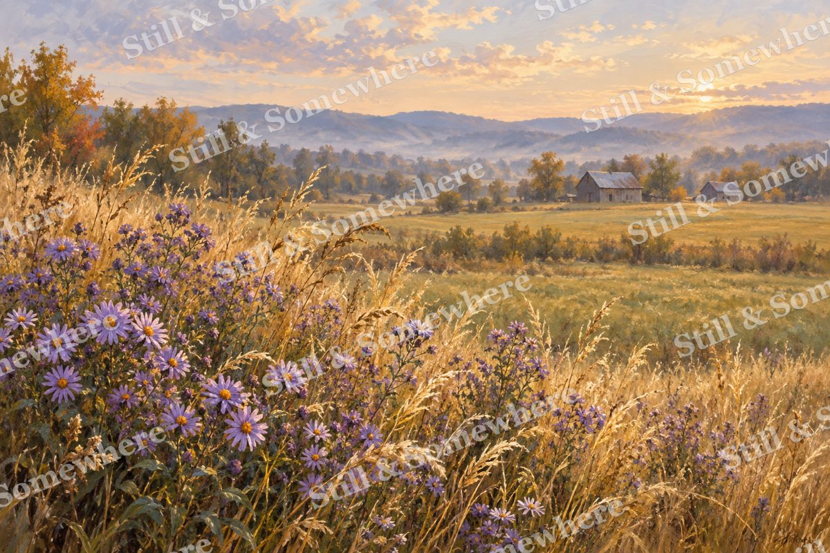 Wild Asters at the Field Edge, original artwork preview