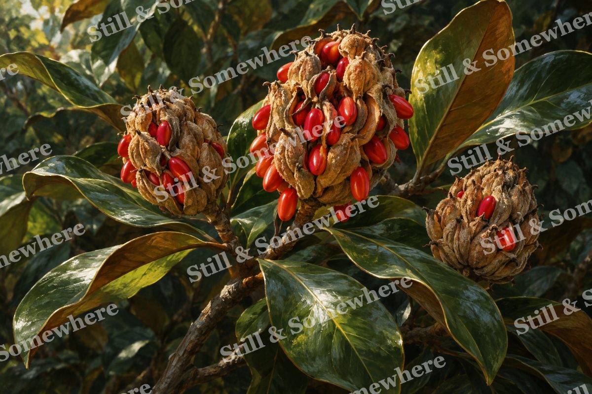 Magnolia Seed Cones, original artwork preview