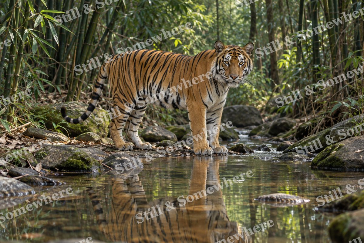 Tiger Bamboo Stream, original artwork preview
