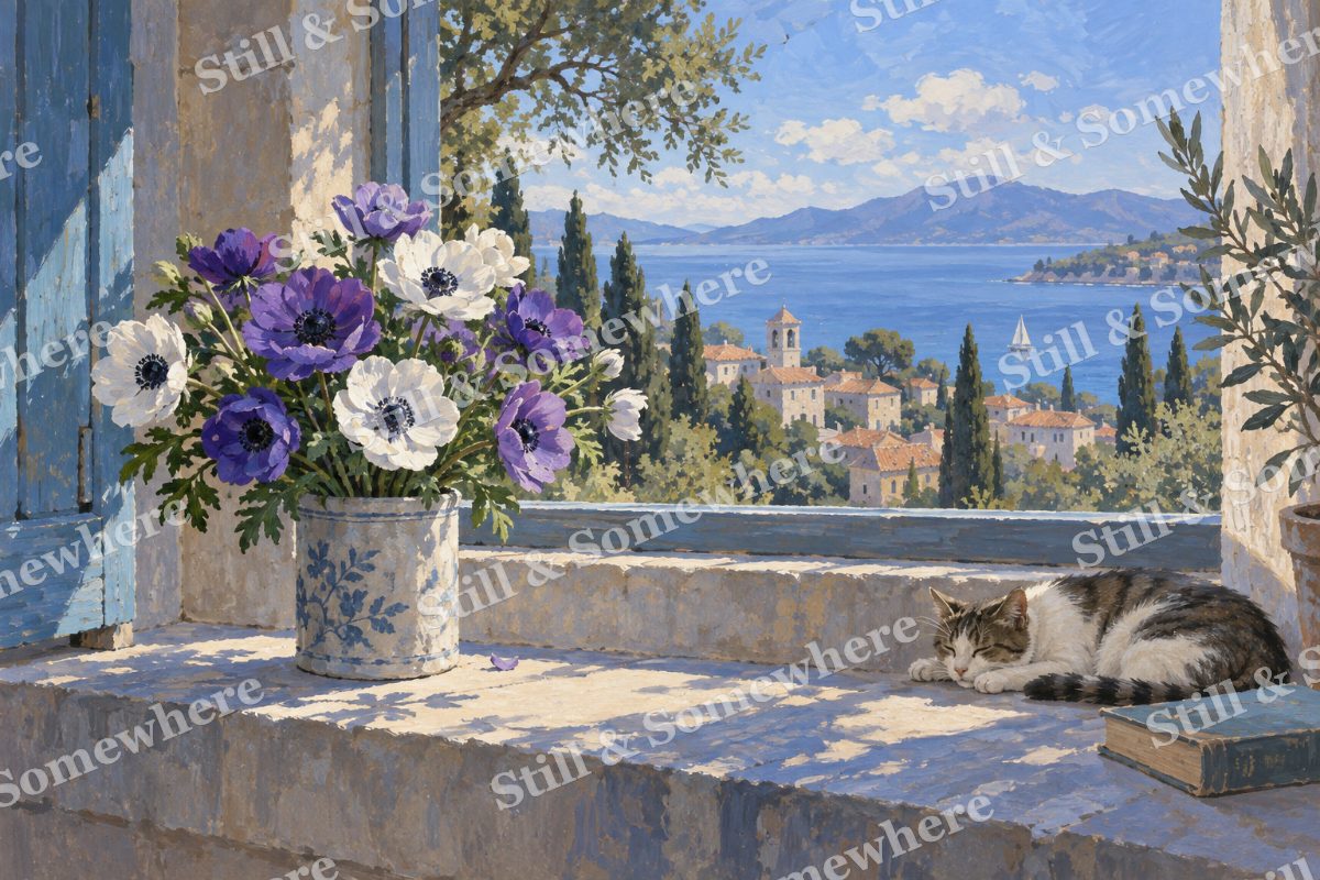 Anemones beside the Window, original artwork preview