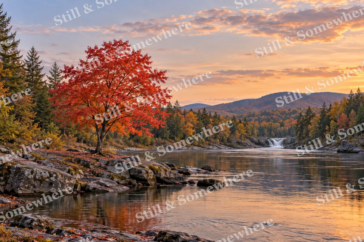 Red Maple and the Distant Falls, original artwork preview