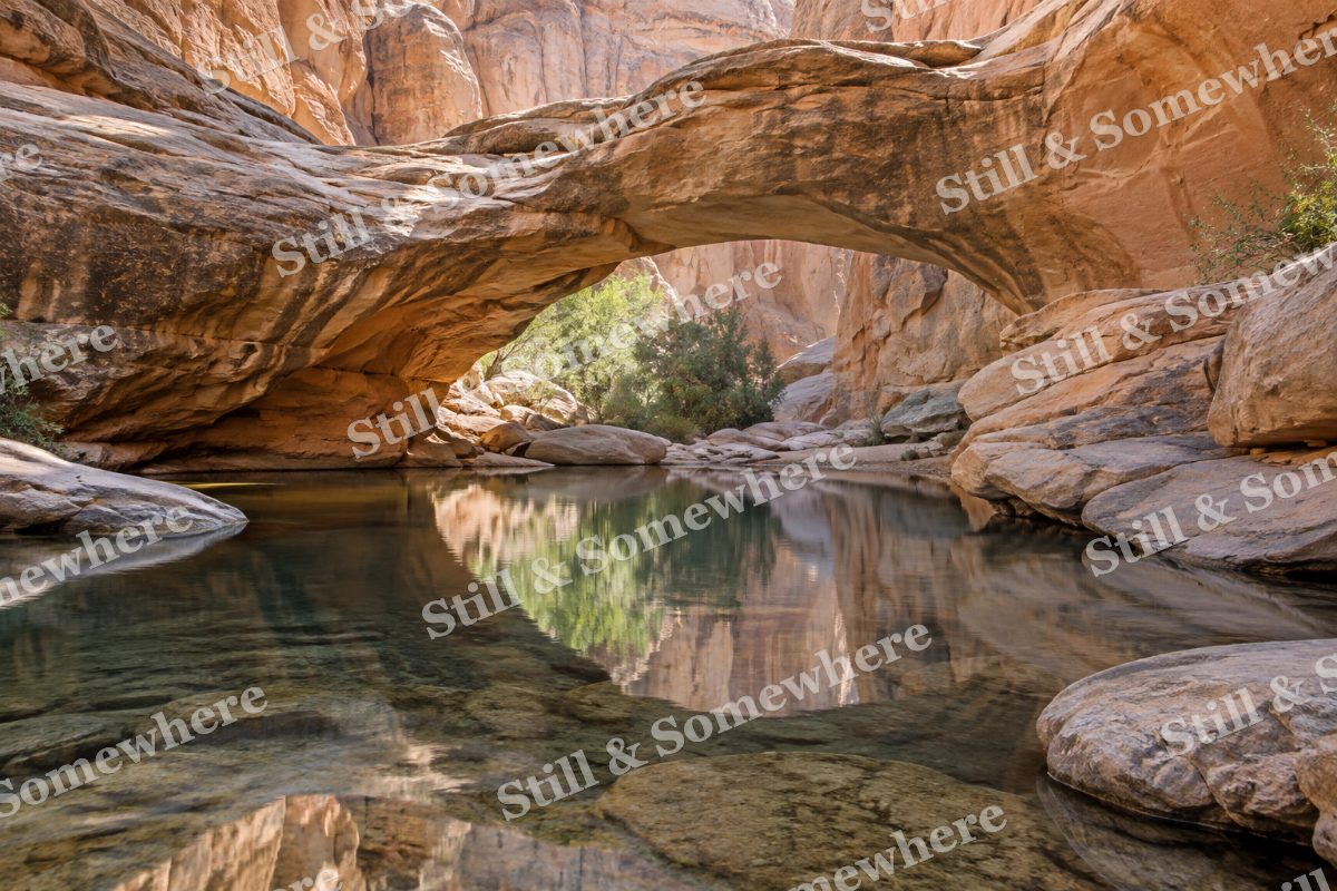 Landscapes Still Water Beneath a Carved Sandstone Arch, original artwork preview