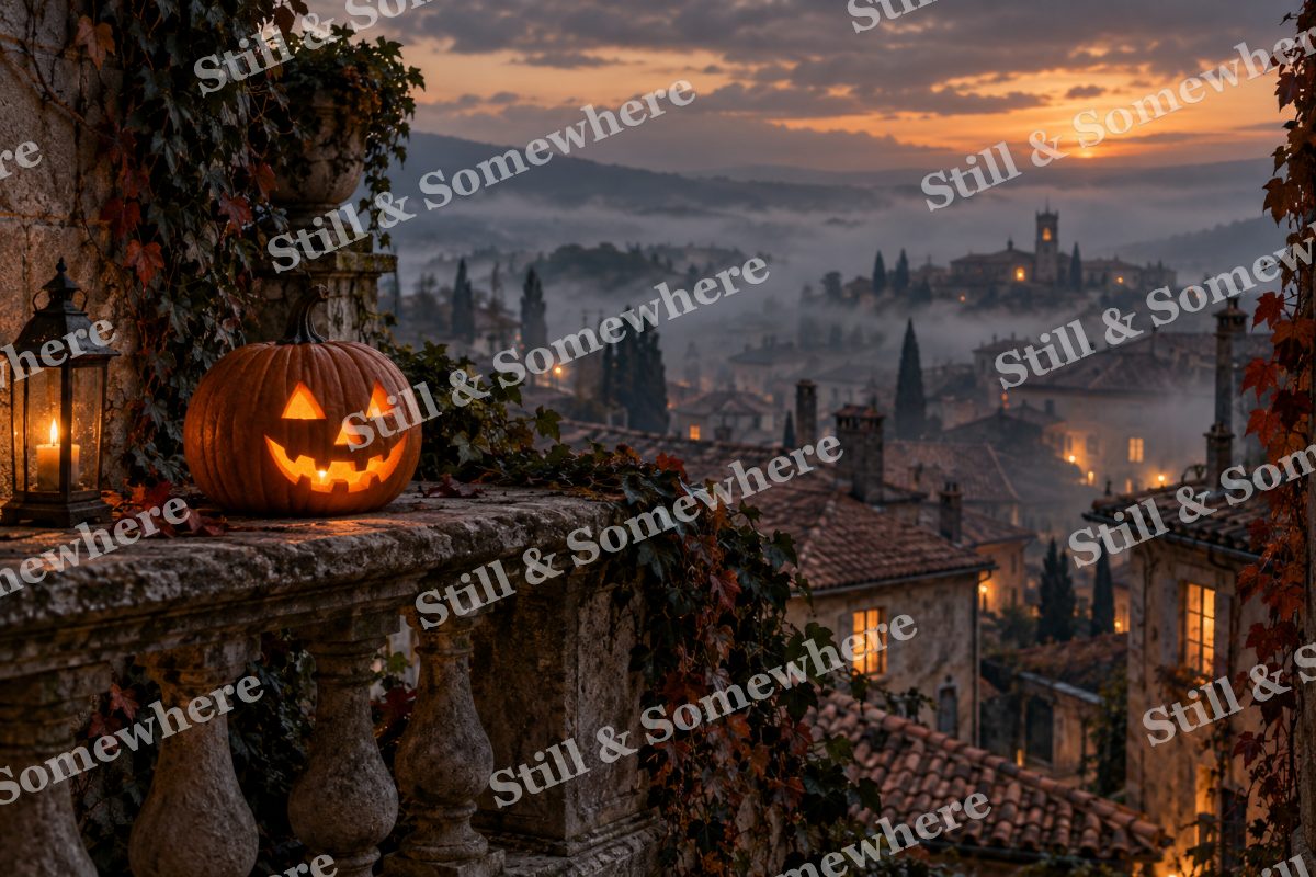 Pumpkin on the Stone Balcony, original artwork preview