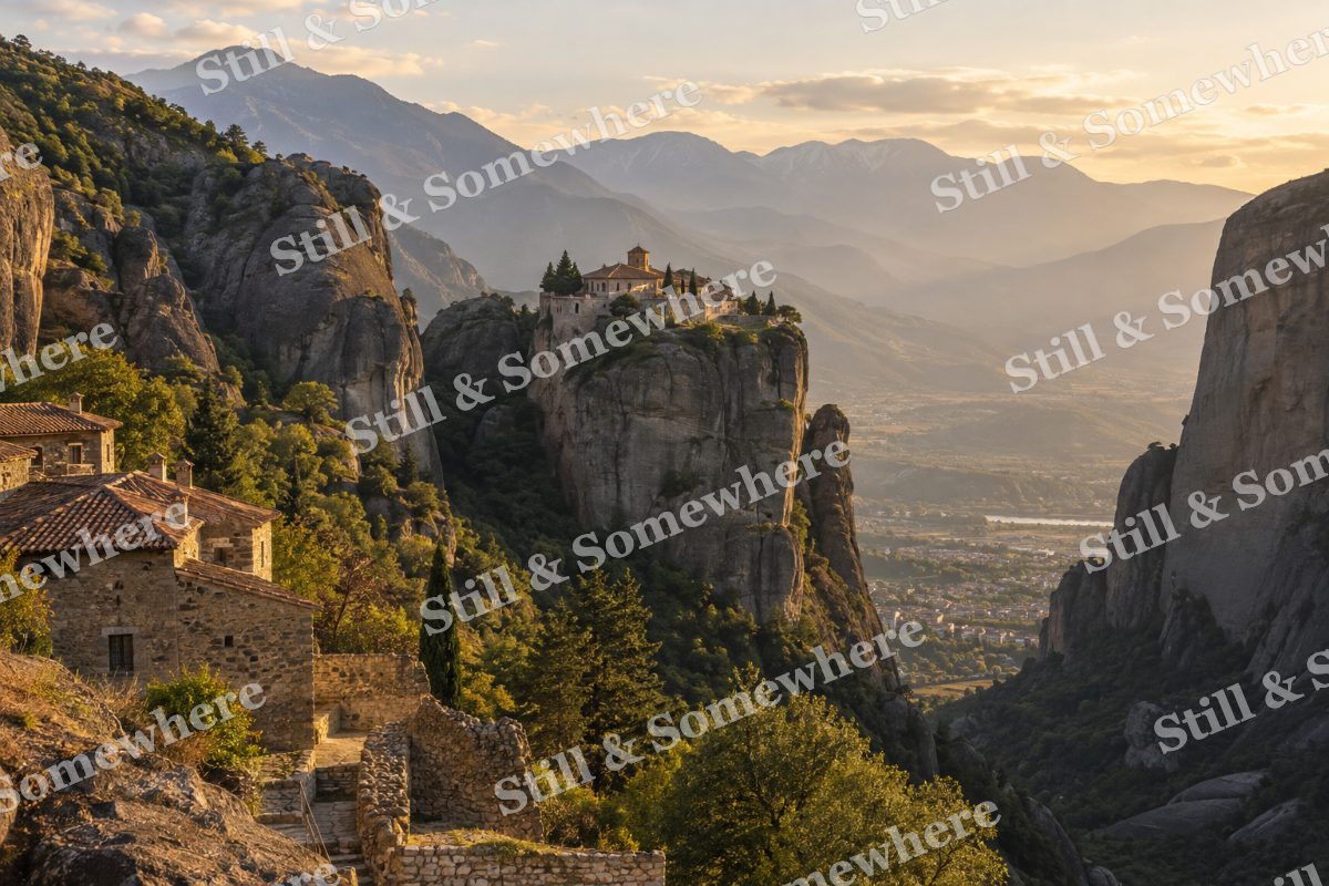 Stone Monastery Mountain Crag, original artwork preview