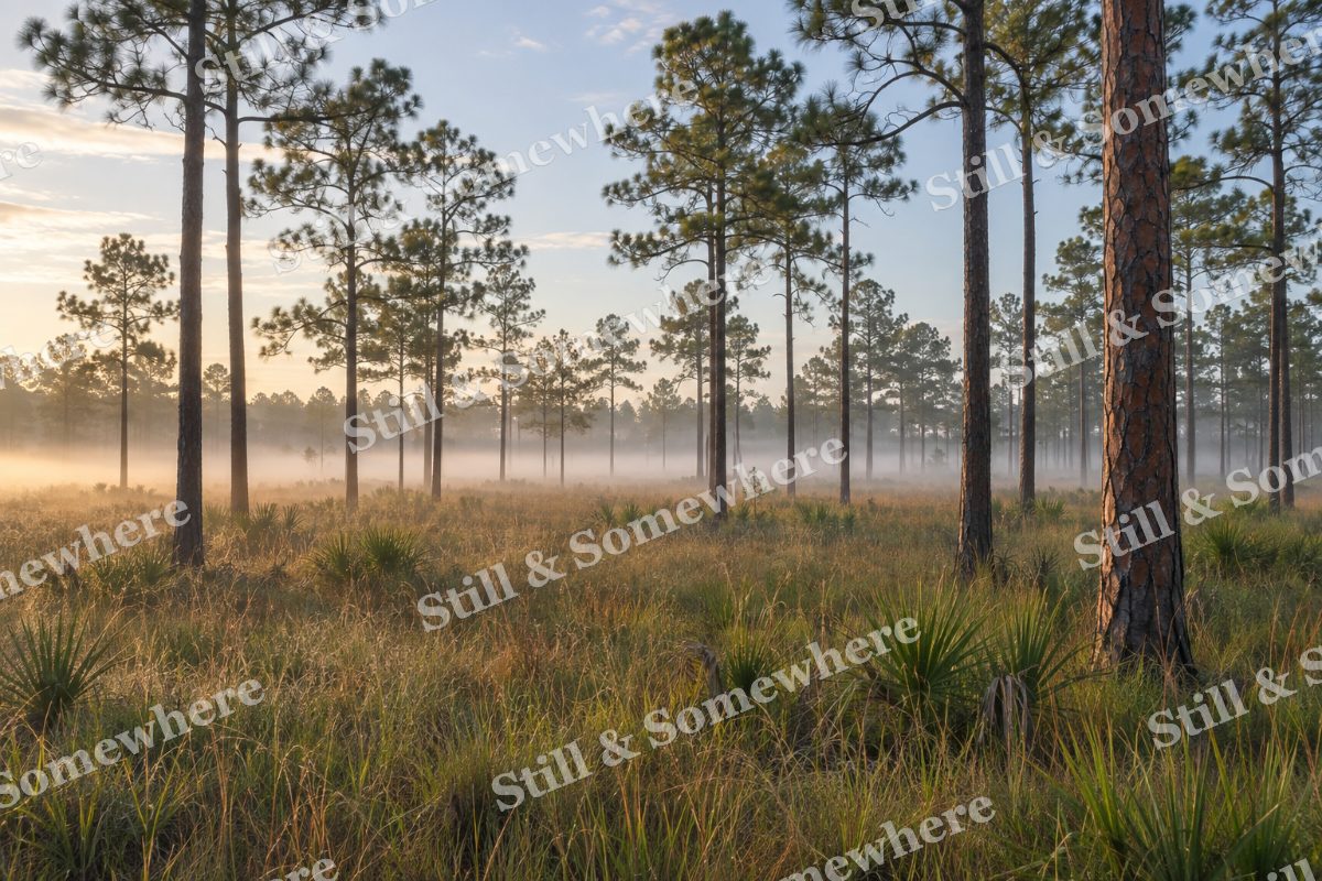 Fog Drifting Through Longleaf Pines, original artwork preview