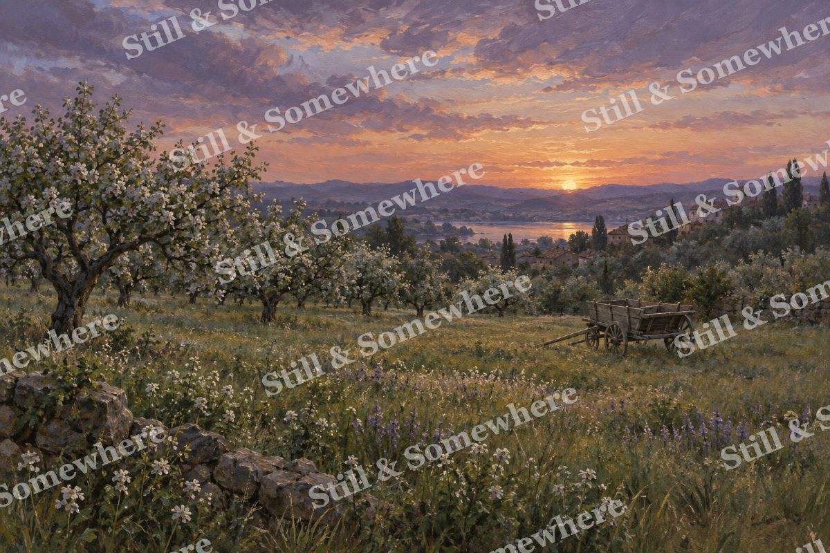 The Last Light on the Orchard, original artwork preview