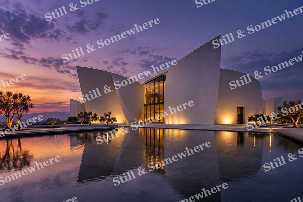Lights Museum Facade in Violet Dusk, original artwork preview