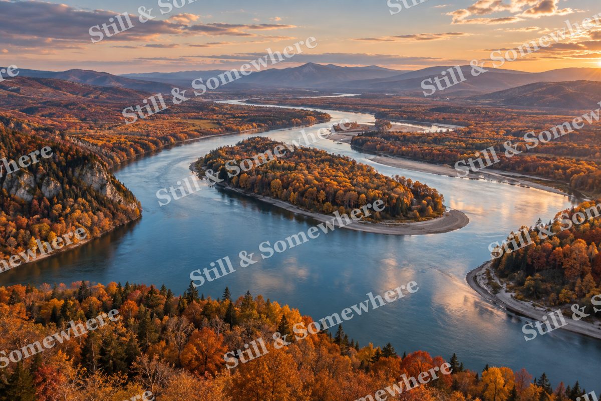 October River Bend from Above, original artwork preview