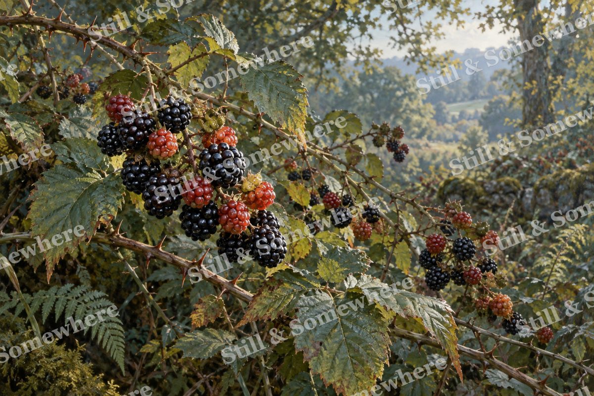 Blackberries on Thorned Canes, original artwork preview
