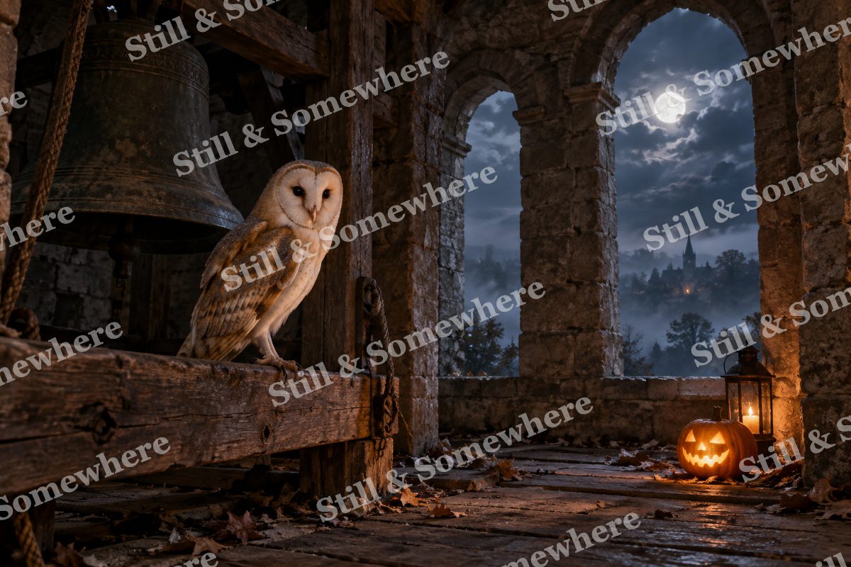 Owl in the Bell Tower, original artwork preview