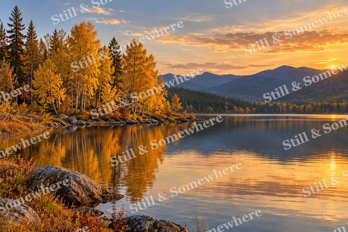 Last Gold on the October Lake, original artwork preview