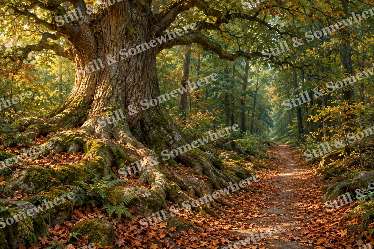 Old Oak beside the Woodland Path, original artwork preview