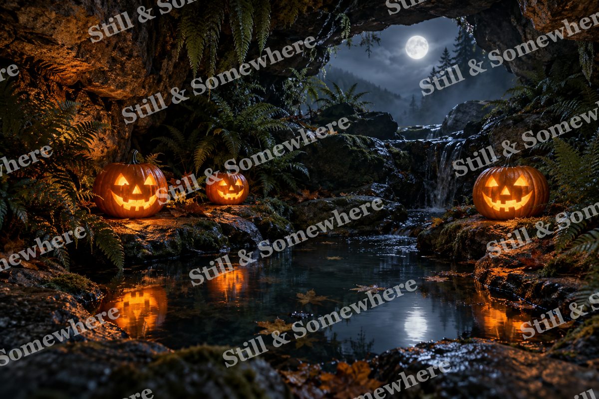 Pumpkin Lights in the Fern Grotto, original artwork preview