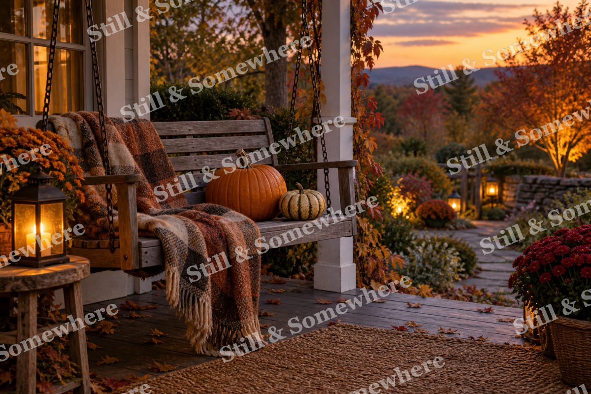 16 Pumpkins On The Porch Swing, original artwork preview