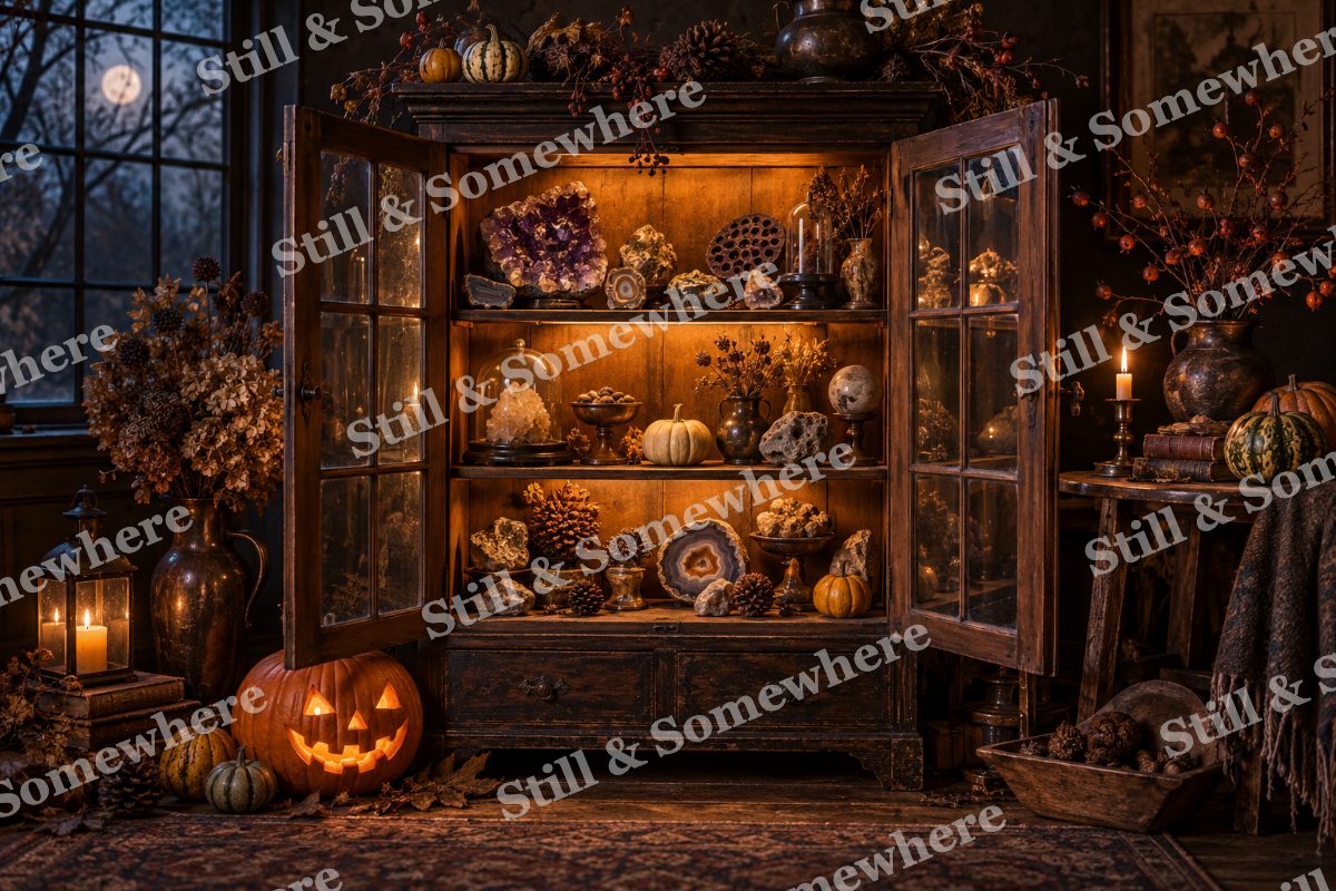 Halloween Cabinet of Curiosities, original artwork preview