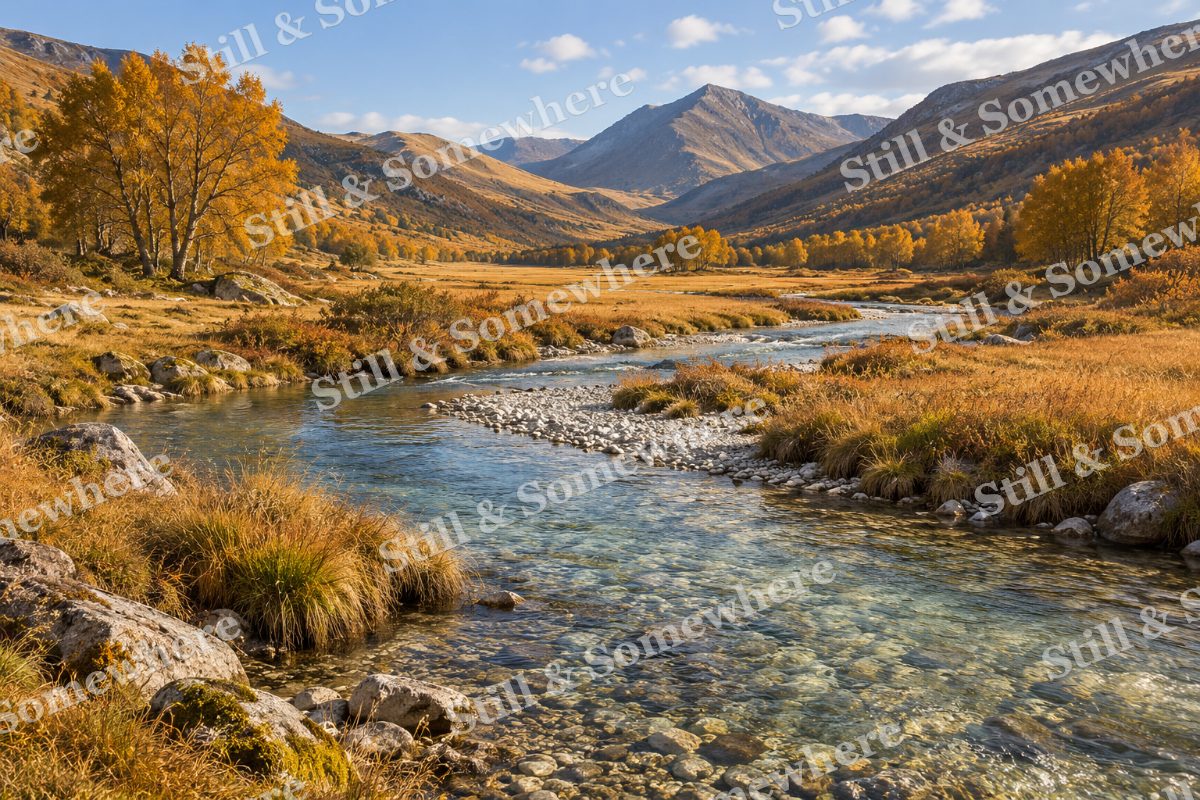 Autumn Light on the Chalk Stream, original artwork preview