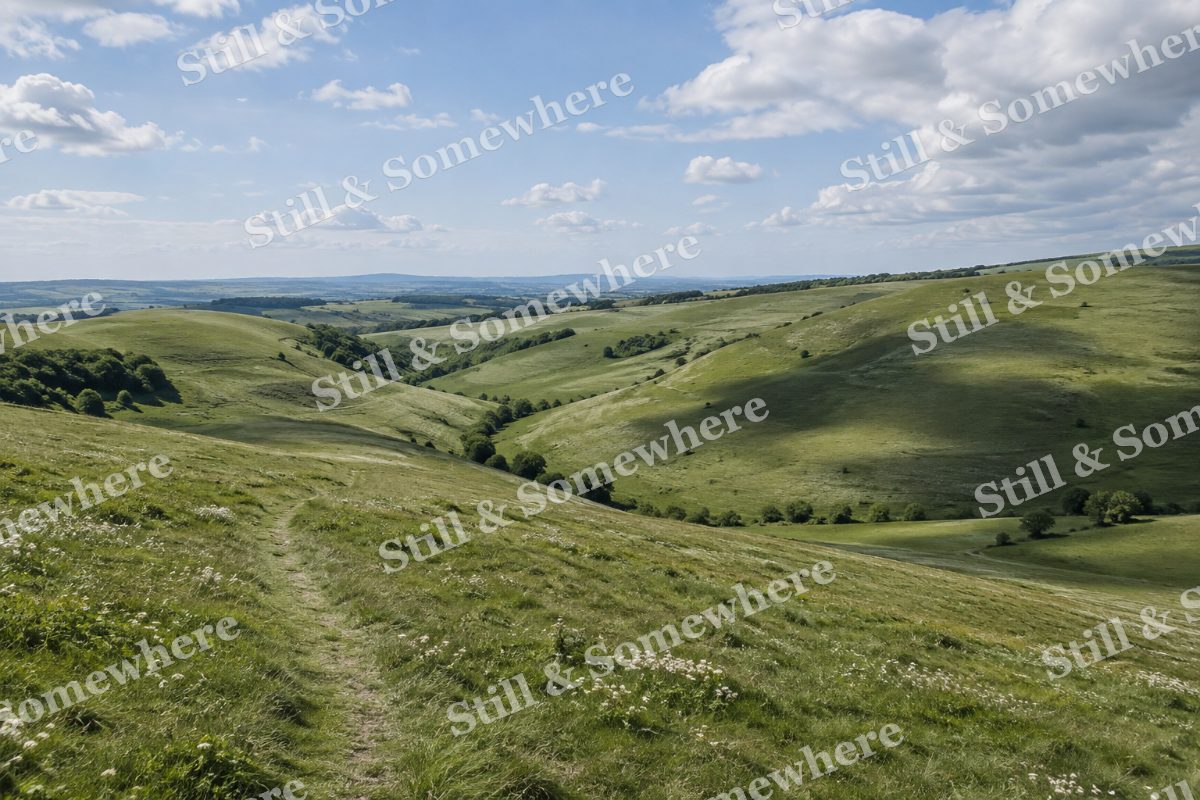 Sunlit Chalk Downland, original artwork preview