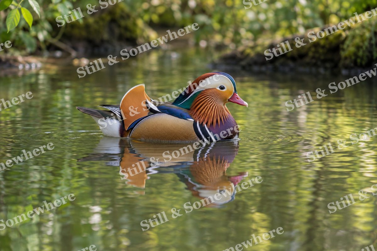 Mandarin Duck Woodland Pond, original artwork preview