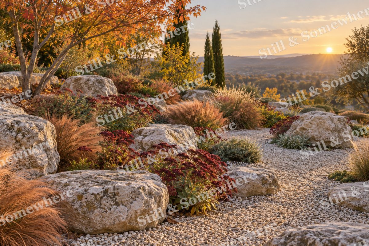 October Light on the Rock Garden, original artwork preview