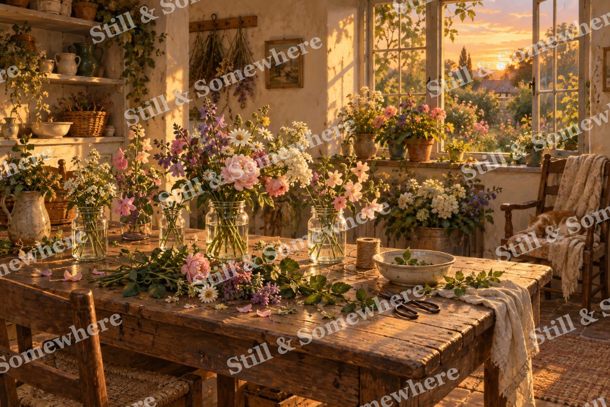The Flower Room in Evening Light, original artwork preview