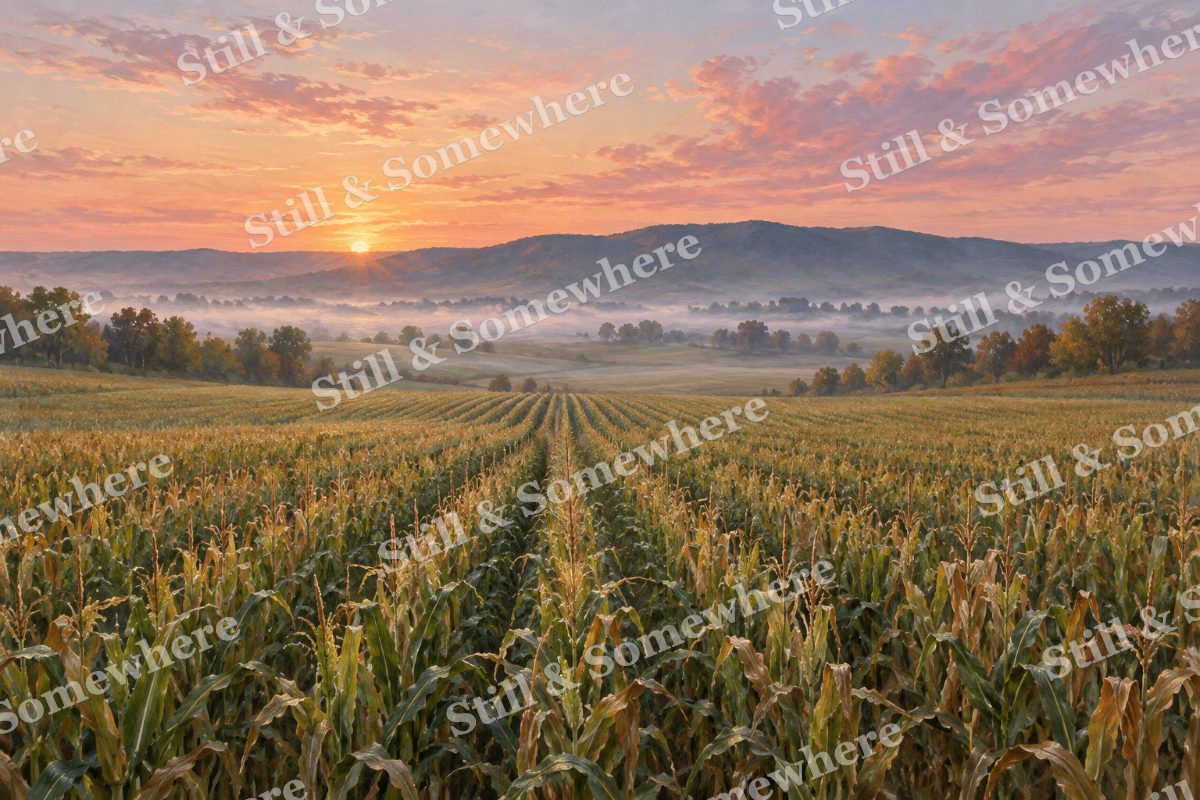 Dawn above the Corn Rows, original artwork preview