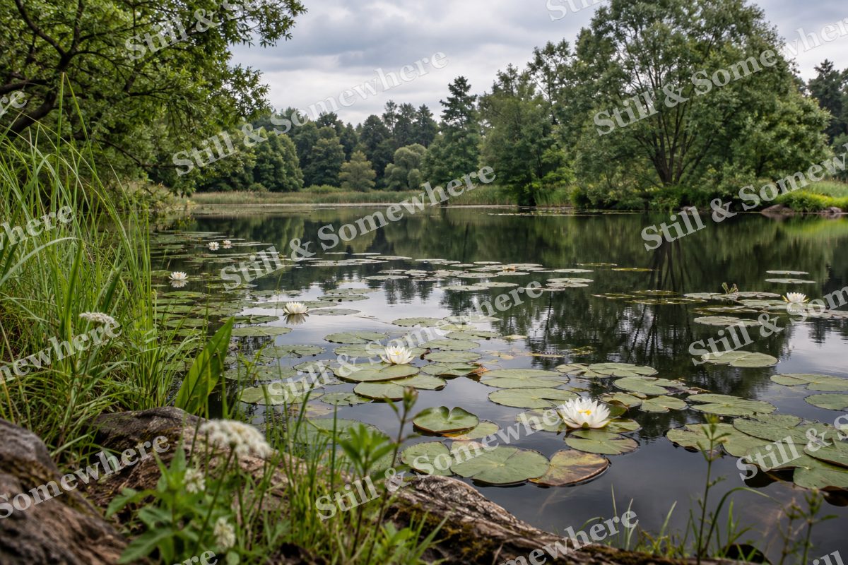 Summer Pond with Water Lilies, original artwork preview
