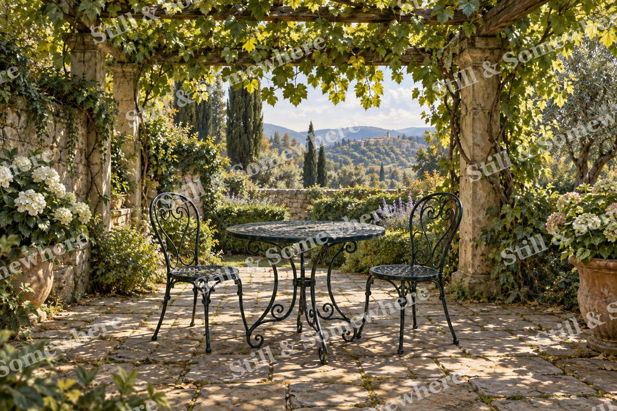 Tea Table beneath the Pergola, original artwork preview