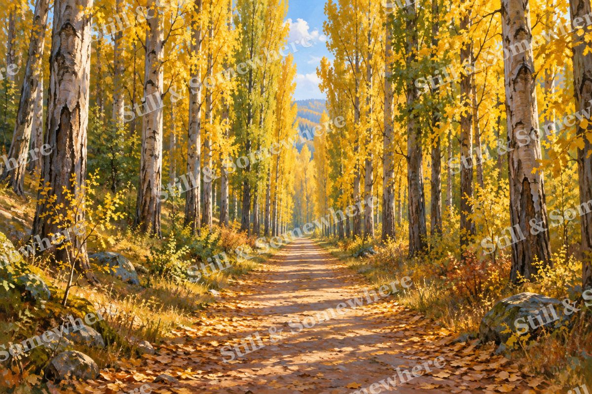 Golden Poplars beside the Trail, original artwork preview