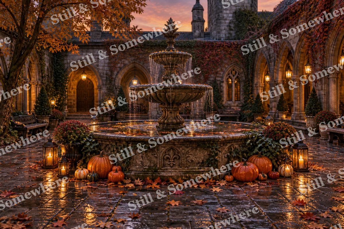 33 Gothic Courtyard Fountain, original artwork preview