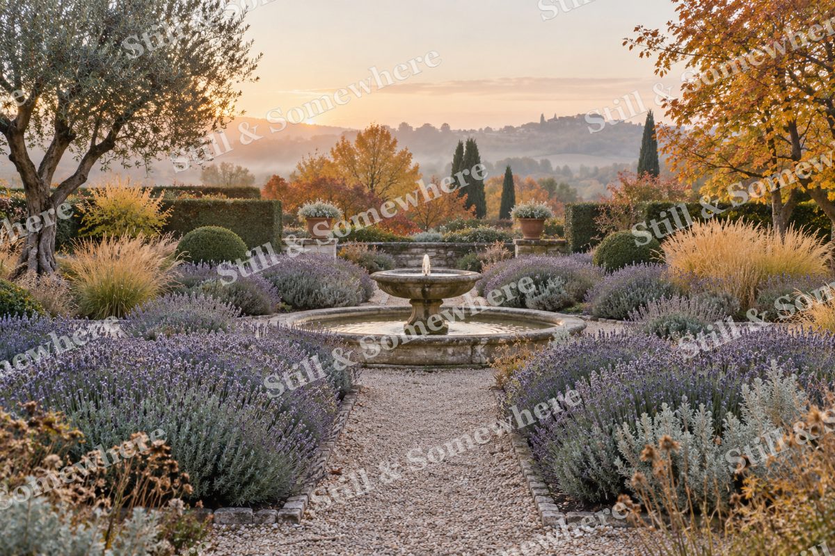 The Lavender Garden in October, original artwork preview